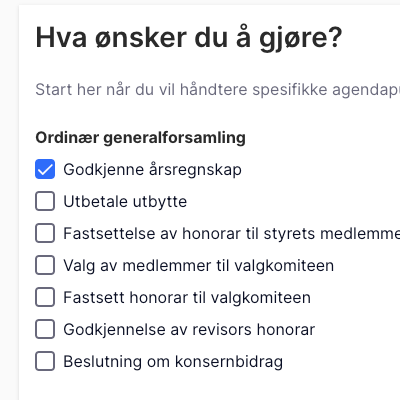 Velg hva du ønsker å gjøre i dBot