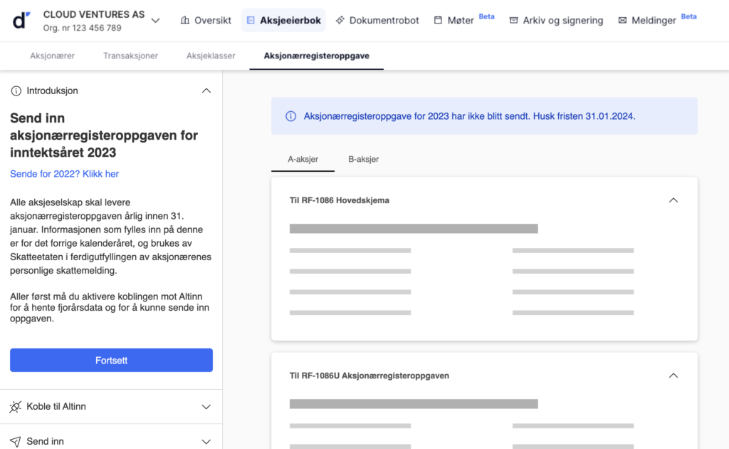 Submit the shareholder register statement with dCompany